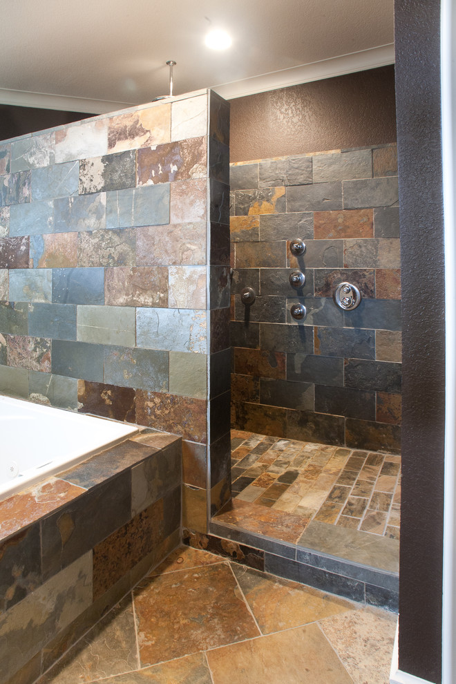 Example of a minimalist slate tile bathroom design in Dallas