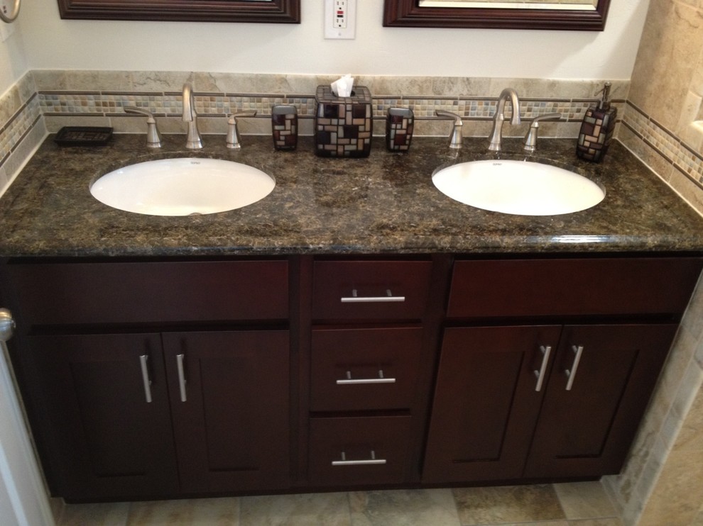 Vanity + Granite Contemporary Bathroom San Diego