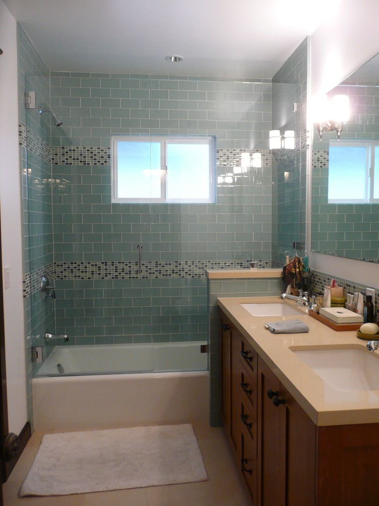 venice beach bath with glass tile Traditional Bathroom Los