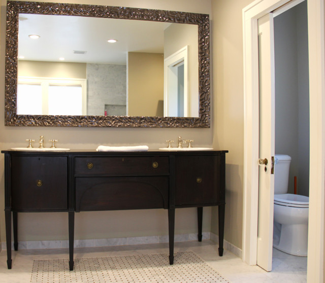 VINTAGE CONSOLE, RESTORED AND CONVERTED TO DOUBLE VANITY Traditional