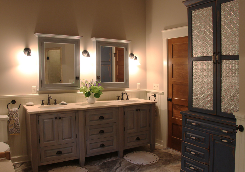 Inspiration for a farmhouse bathroom remodel in Milwaukee