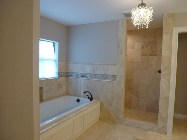 Walk-in shower (Up master bathroom) - Transitional - Bathroom - Tampa ...