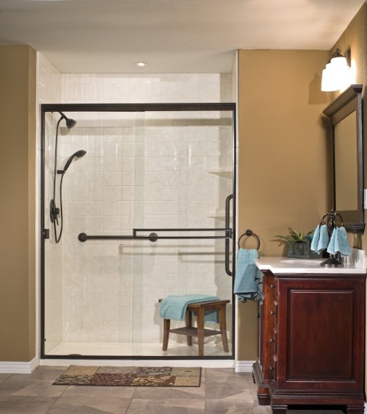 Wall Surrounds & Wainscoting Transitional Bathroom Omaha by Re