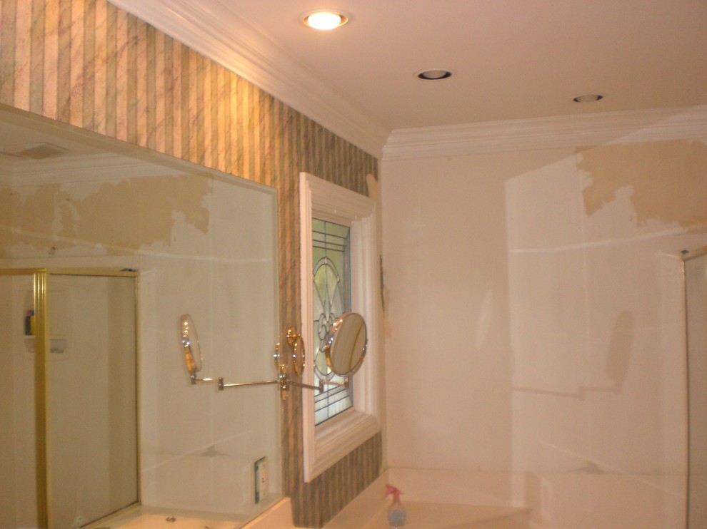 Wallpaper removal , wall repair, and repaint - Traditional - Bathroom ...