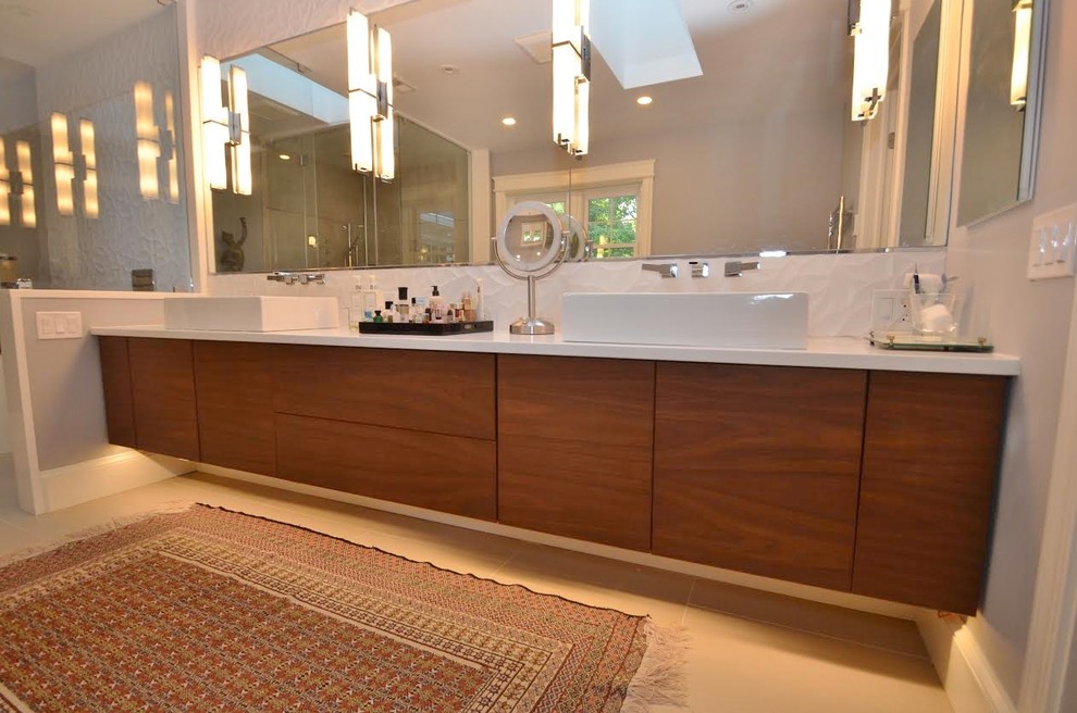 WALNUT FLOATING VANITIES. Master and Powder Room Contemporary