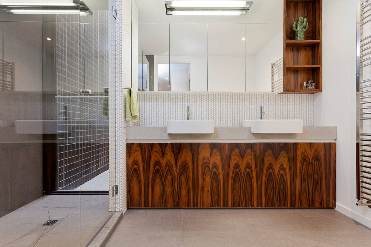 Warehouse Renovation with stunning Santos Palisander Veneer - Contemporary  - Bathroom - Melbourne - by MAXI Plywood | Houzz
