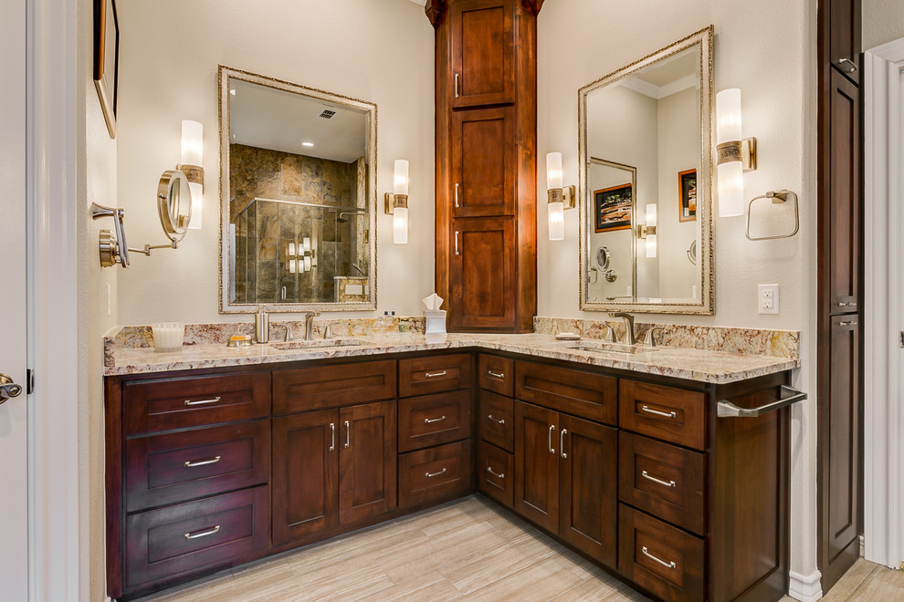 Warm Master Bathroom With Hints of the Outdoors - Rustic - Bathroom ...