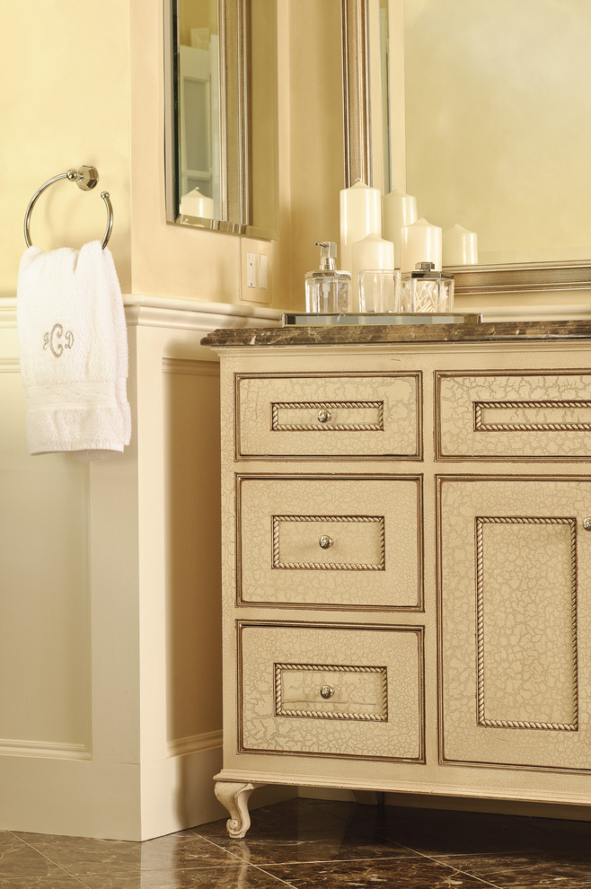 Inspiration for a timeless bathroom remodel in Boston with recessed-panel cabinets