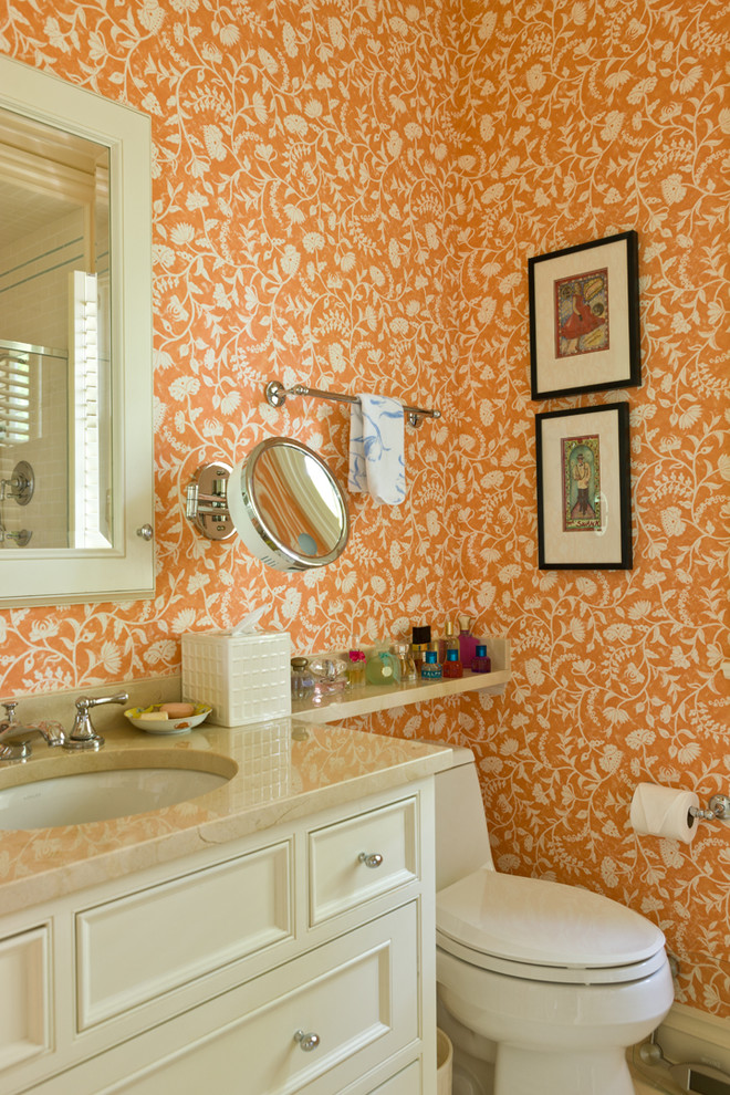 Inspiration for a traditional bathroom in DC Metro with a submerged sink.