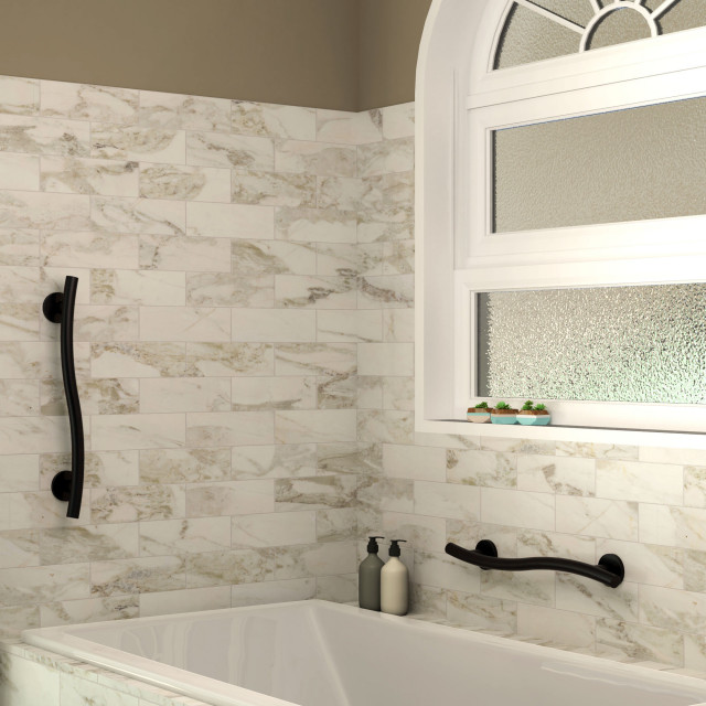 Wavy Grab Bars in Oil Rubbed Bronze Modern Bathroom New York by