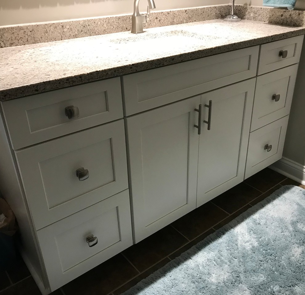 Waypoint Painted Linen with New Bianco Lavender Granite Bathroom Indianapolis