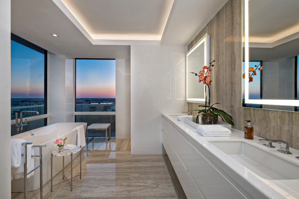 West Palm Beach Penthouse Renovation Contemporary Bathroom Miami by Cambridge