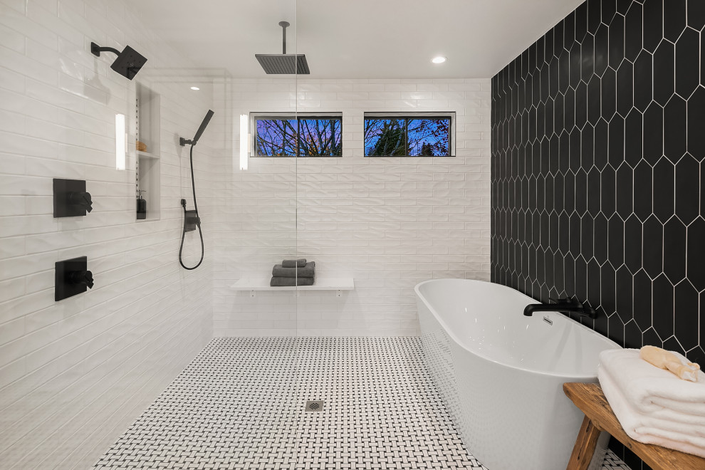 Wet Room Concept Shower Farmhouse Bathroom Seattle by Enfort Homes