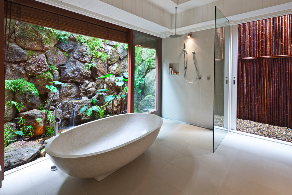 Example of a mid-sized beach style bathroom design in Sydney