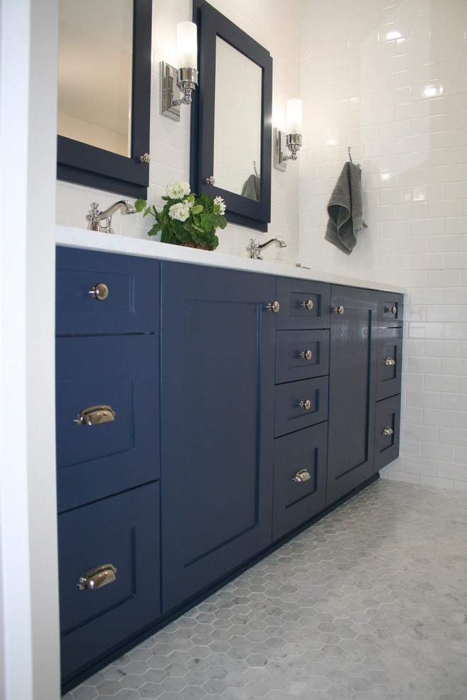 White & Blue Traditional Bathroom Traditional Bathroom