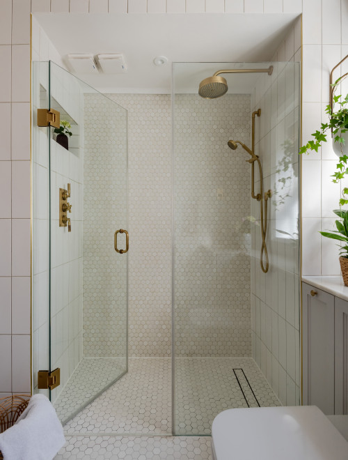 hexagon tile shower wall