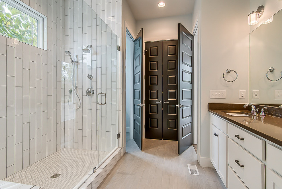 White Bathroom with Earthy Accent Colors - Transitional - Bathroom ...