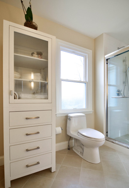 White Cabinet and Display Hutch - Contemporary - Bathroom - Philadelphia - by dRemodeling | Houzz