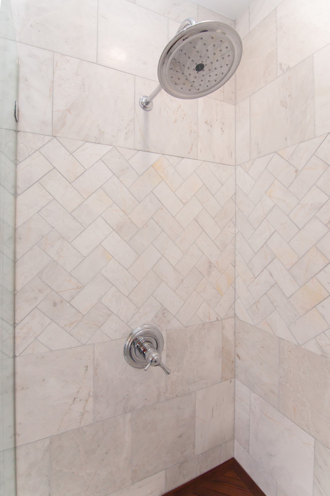 Whole House Contemporary Renovation Black Wood Tile Planks Contemporary Bathroom Dallas