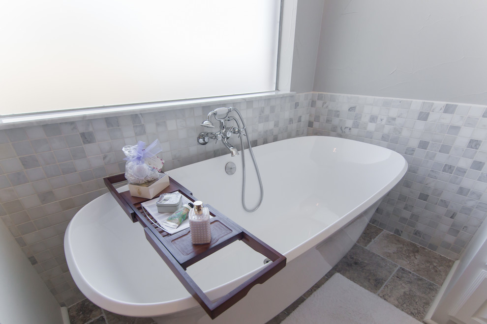 Whole House Contemporary Renovation Black Wood Tile Planks Contemporary Bathroom Dallas