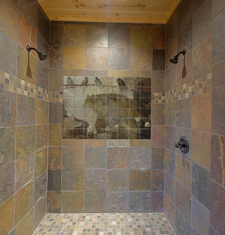 Wildlife Tile Mural in Shower - Contemporary - Bathroom - San Diego - by  Pacifica Tile Art Studio | Houzz UK