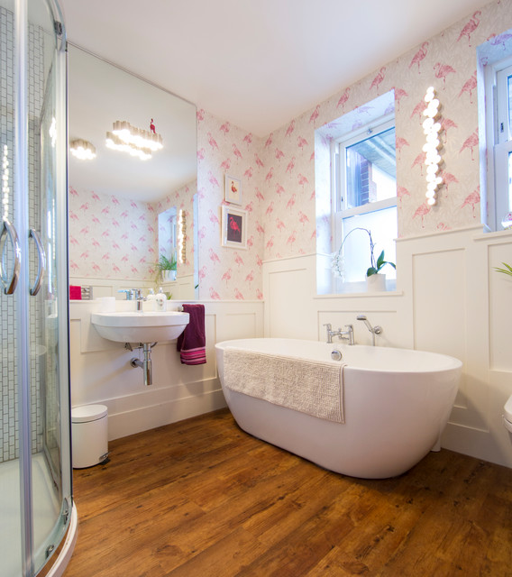 Wood panelled bathroom Modern Bathroom Cardiff by Atlantic