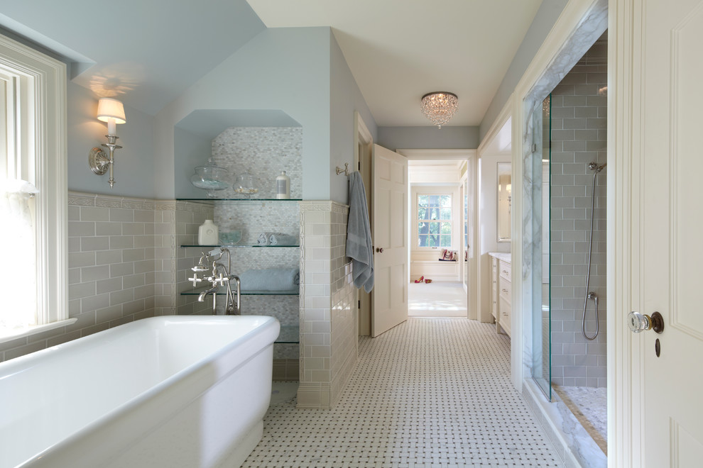 Freestanding bathtub - traditional freestanding bathtub idea in Minneapolis