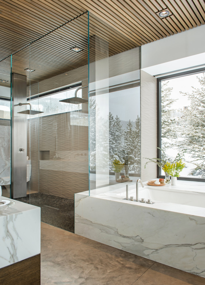 シアトルにあるラスティックスタイルのおしゃれな浴室の写真