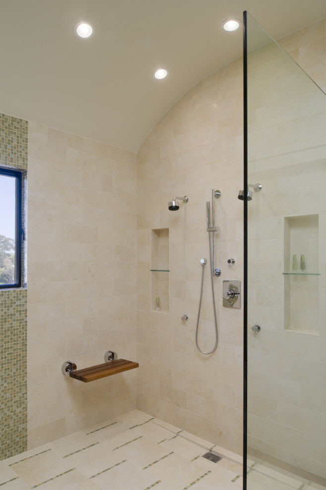 Trendy mosaic tile bathroom photo in San Francisco with a niche