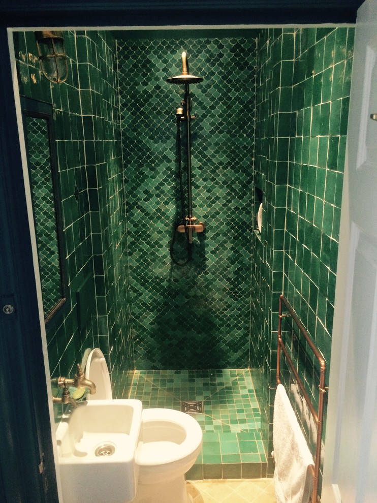 zellige tiles in a london flat Rustic Bathroom Other by New