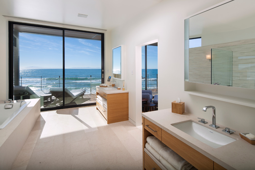 Zen Beach House Contemporary Bathroom Los Angeles by Allen