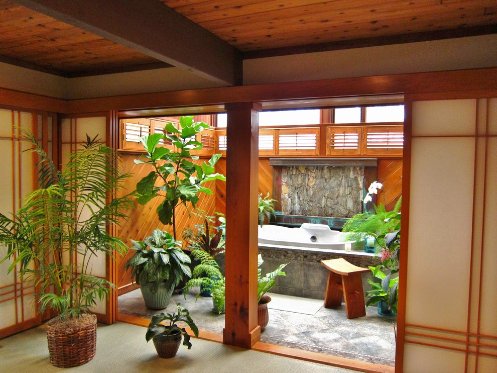 Mittelgroßes Asiatisches Badezimmer mit Keramikboden in Washington, D.C.