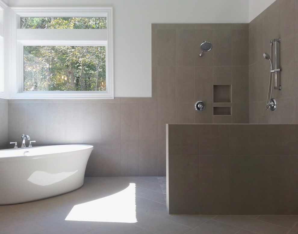 Zero entry master shower Contemporary Bathroom Raleigh by Neuse