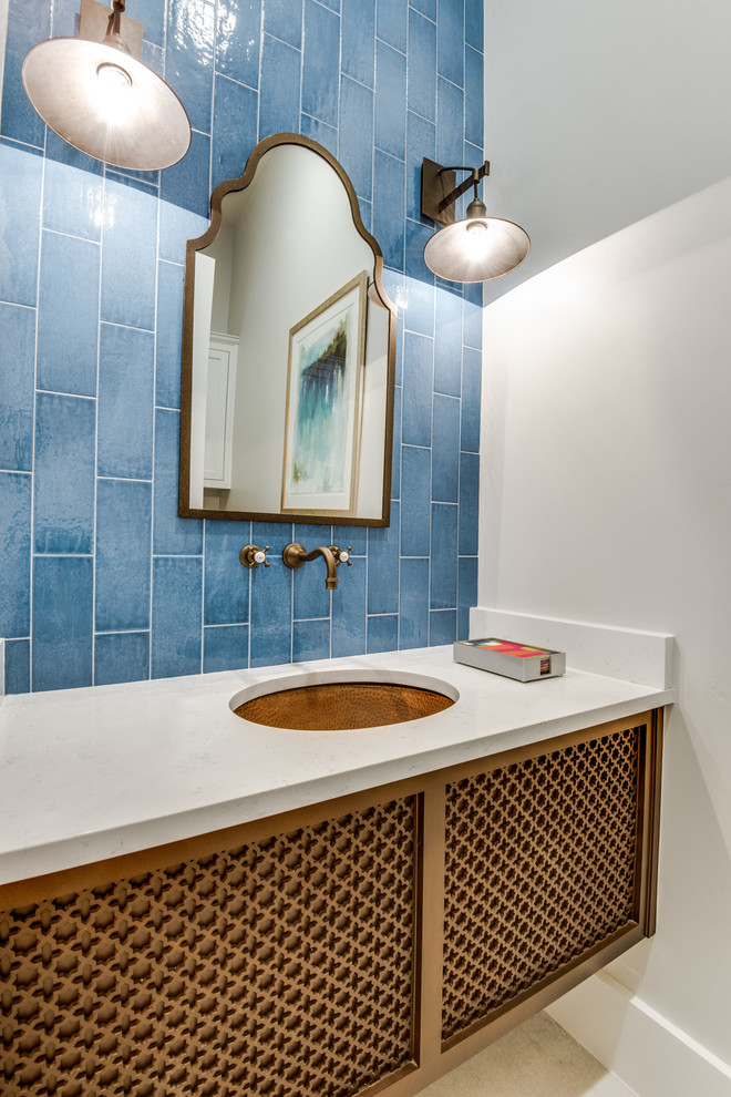 Zerolot Line Home in North Dallas Farmhouse Bathroom Dallas by