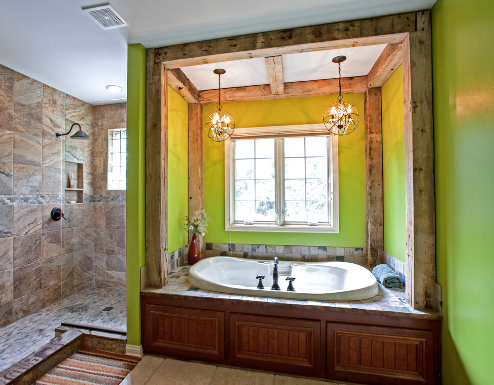 Inspiration for a rustic bathroom remodel in Indianapolis
