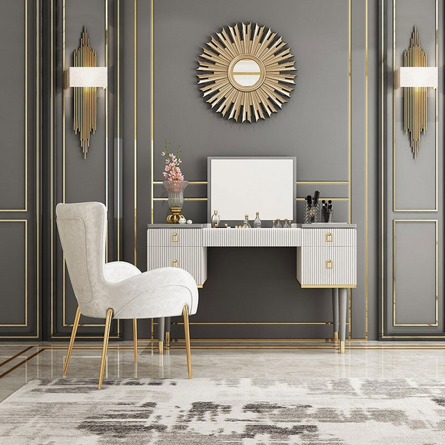 $1,105.99 Modern Luxurious Design 4-Drawer Makeup Vanity Table with Flip  Top Mir - Modern - Bedroom - Other - by HOMARY LIMITED | Houzz