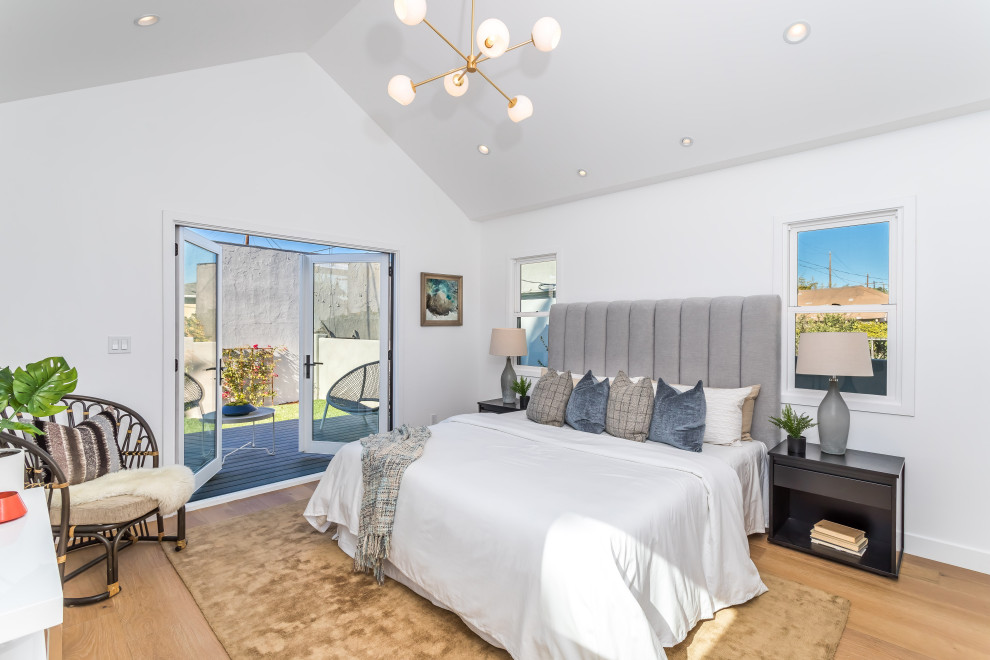 Example of a transitional bedroom design in Los Angeles