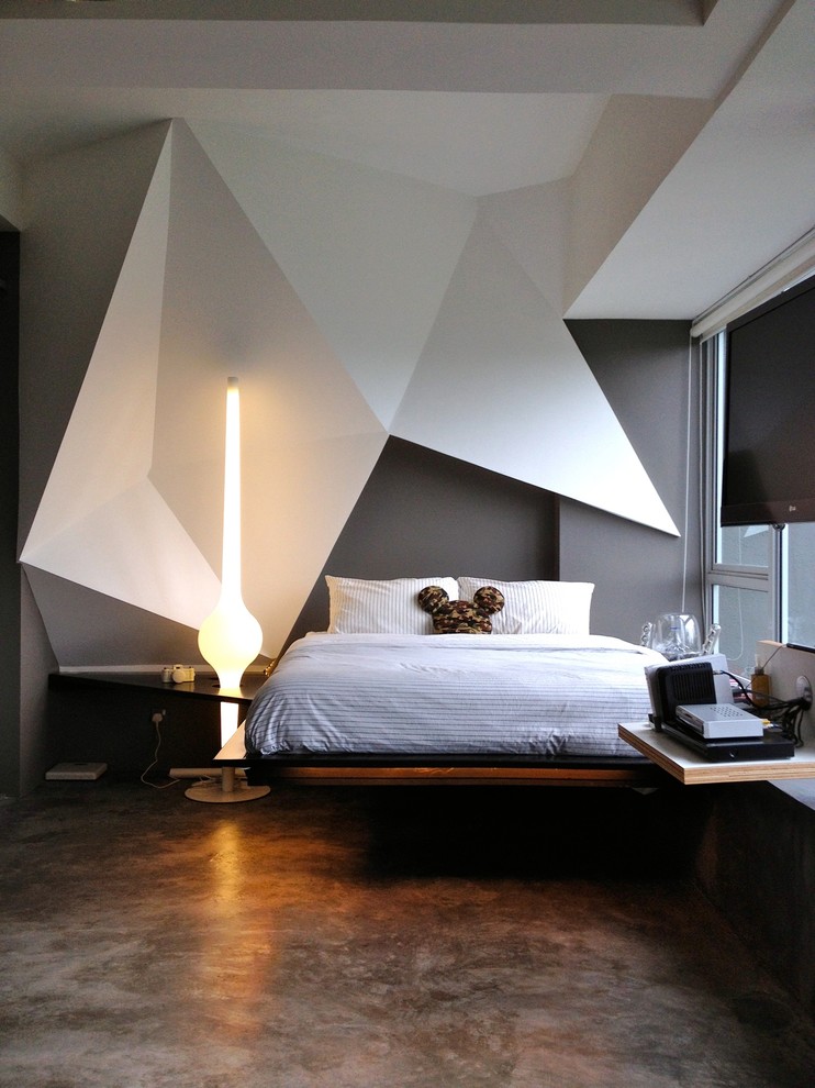 Exempel på ett litet modernt sovrum