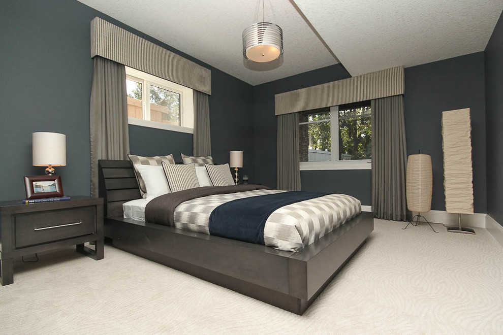 Photo of a contemporary bedroom in Edmonton.