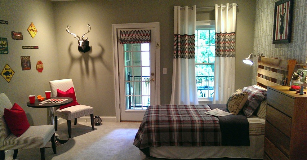 Design ideas for a rustic bedroom in Atlanta.