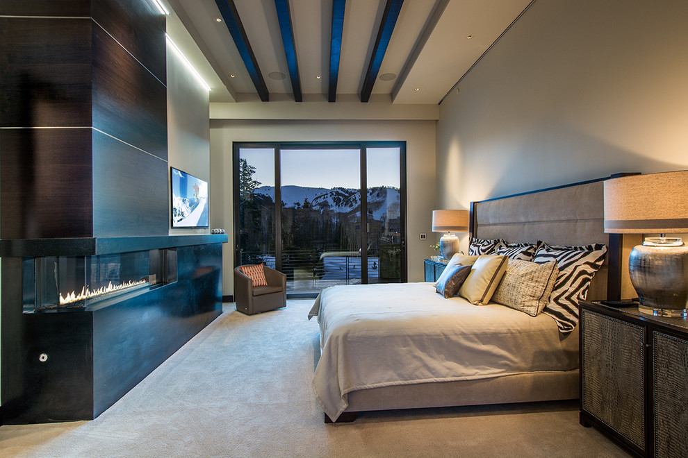 Contemporary grey and silver bedroom in Salt Lake City.