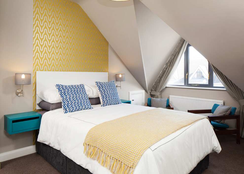 ダブリンにあるコンテンポラリースタイルのおしゃれな寝室のレイアウト