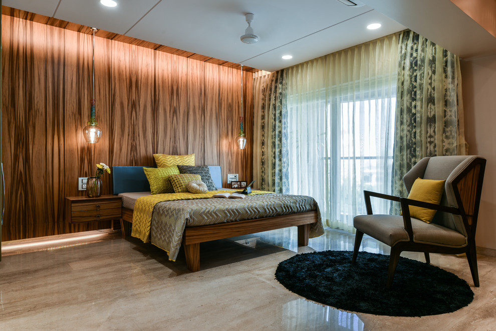 Photo of a contemporary bedroom in Mumbai.