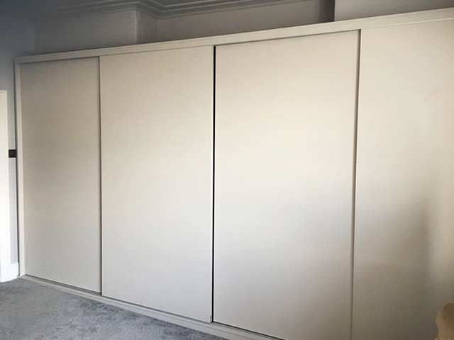 4 Sliding Door Wardrobe over 2 alcoves - Cashmere Grey - Contemporary -  Bedroom - Other - by Infiniti2 | Houzz IE