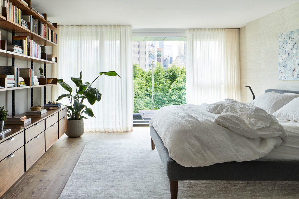 This is an example of a scandinavian bedroom in New York.