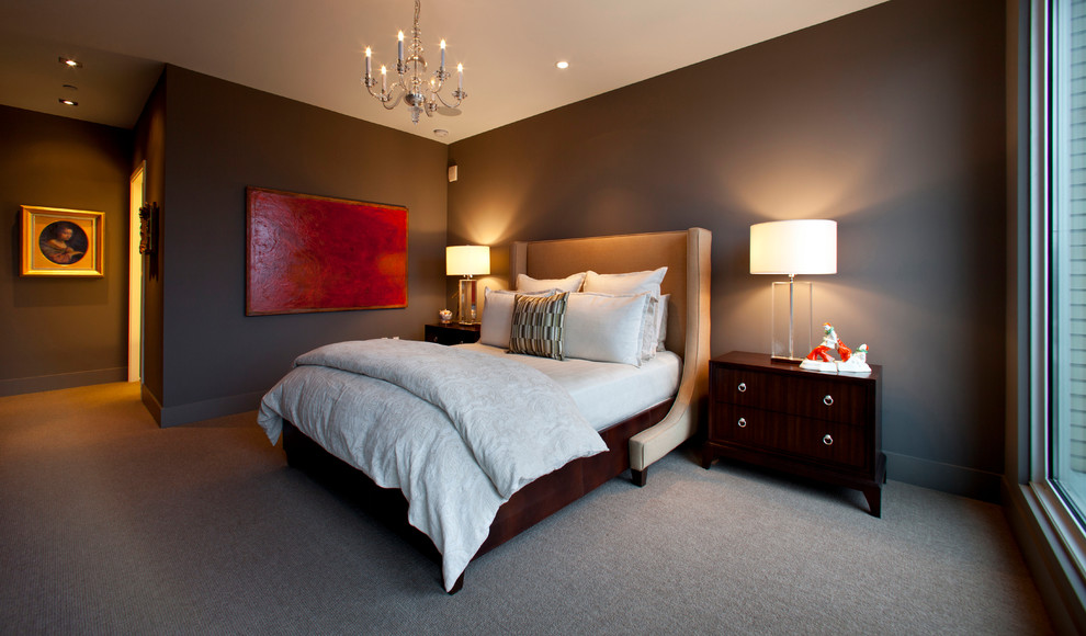 ポートランドにあるコンテンポラリースタイルのおしゃれな寝室のレイアウト