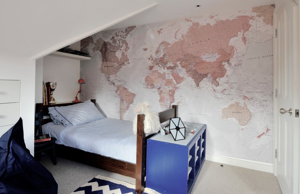 Design ideas for a scandinavian bedroom in London.