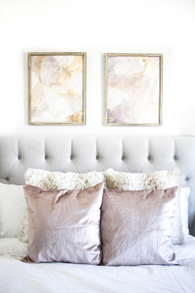 Inspiration for a small shabby-chic style master bedroom remodel in New York with white walls