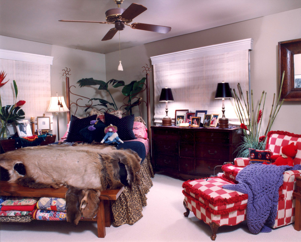 Пример оригинального дизайна: спальня в стиле фьюжн