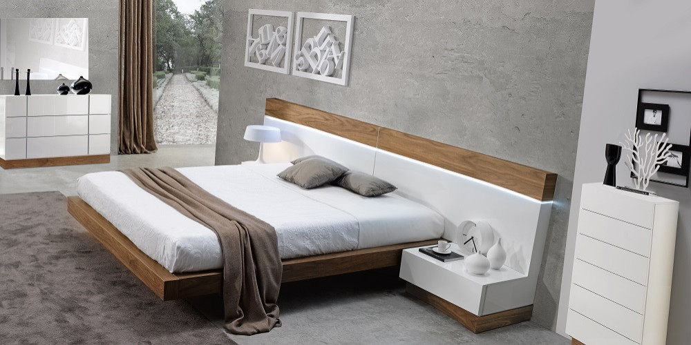 Abrantes Contemporary Queen Size Bed, King Size Bed Los Angeles
